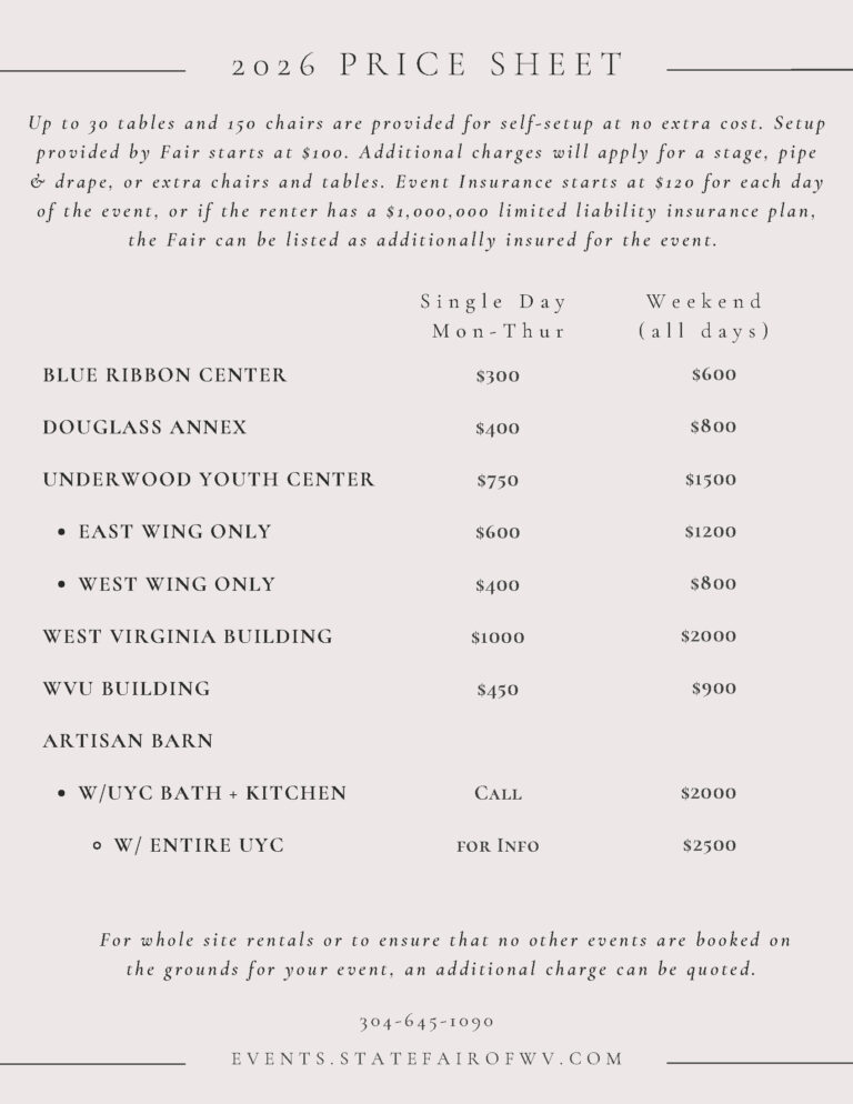 2026 price Sheet
